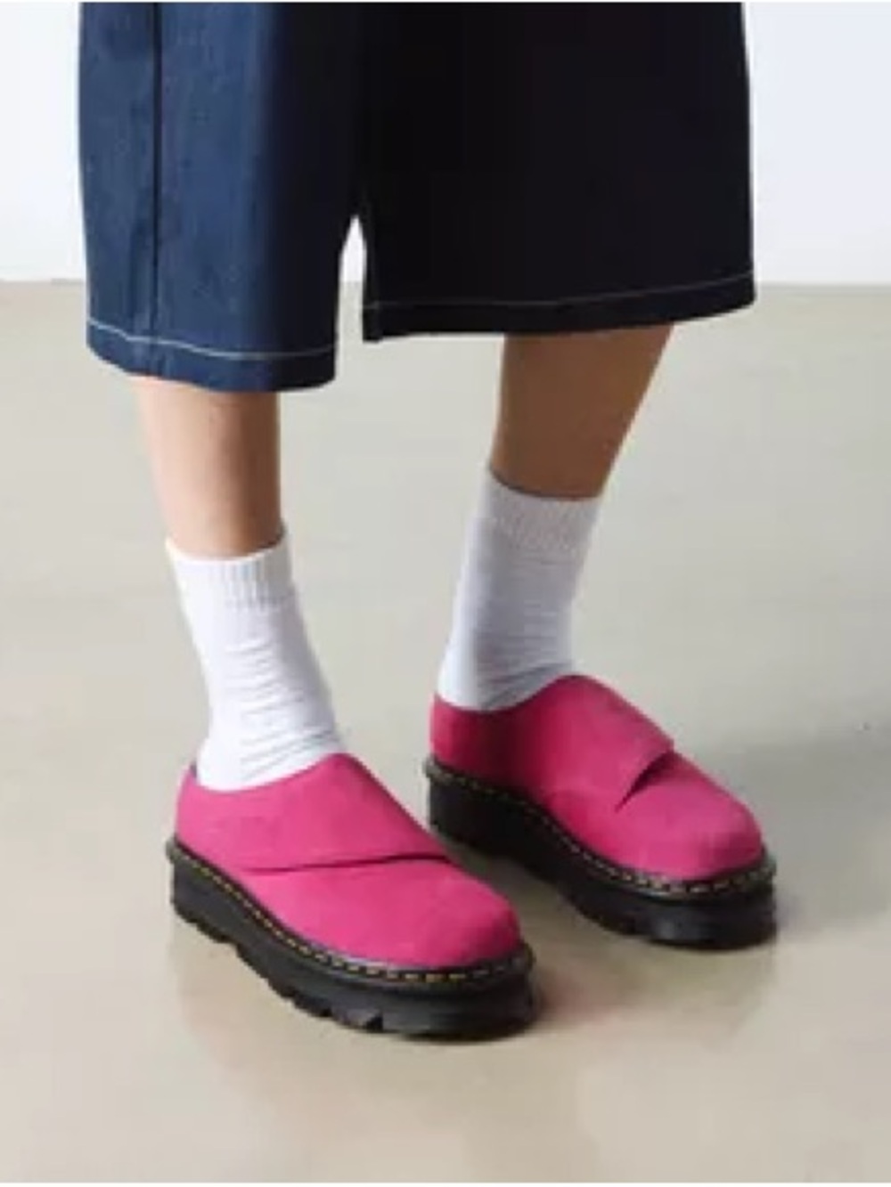 Dr. Martens Fuchsia Pink Suede Zebzag Anywair Mule Shoes